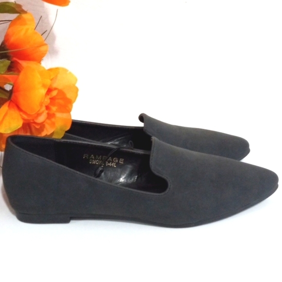 RAMPAGE SMOKEY BLACK POINTED TOE SLIP-ON BALLERINA FLATS SIZE 7 NWT - Picture 2 of 8
